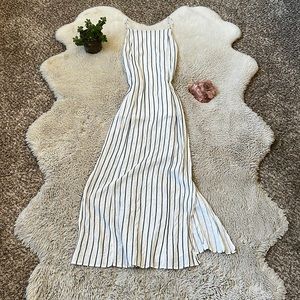 Striped dress with side button accent